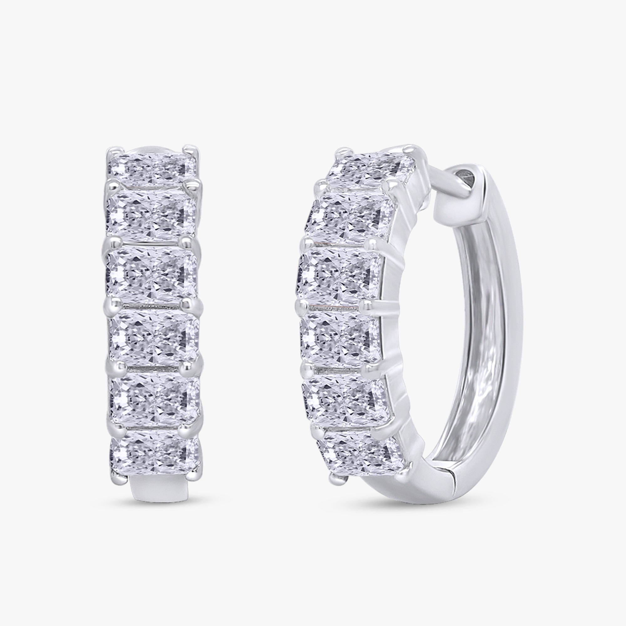 Radiant Shape 1.65 Carat Lab Grown Diamond Hoop Earrings