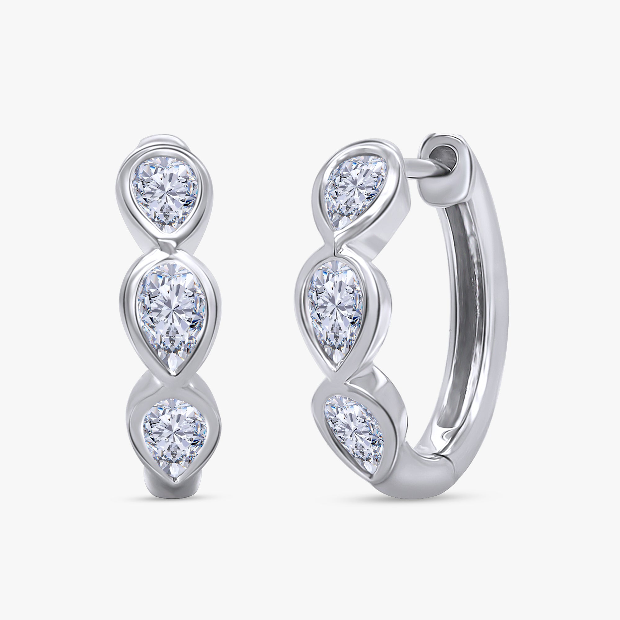 Pear Shape 0.60 Carat Lab Grown Diamond Hoop Earrings