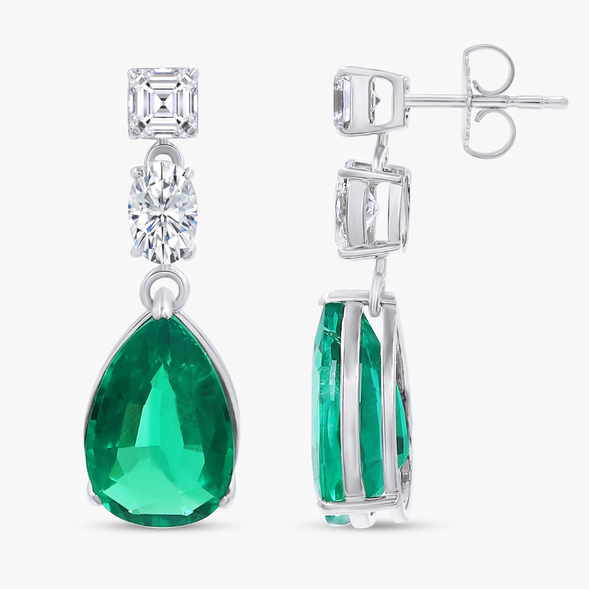 9.00 Carat Lab Grown Gemstone and Lab Diamond Drop Dangle Earrings