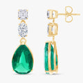 9.00 Carat Lab Grown Gemstone and Lab Diamond Drop Dangle Earrings