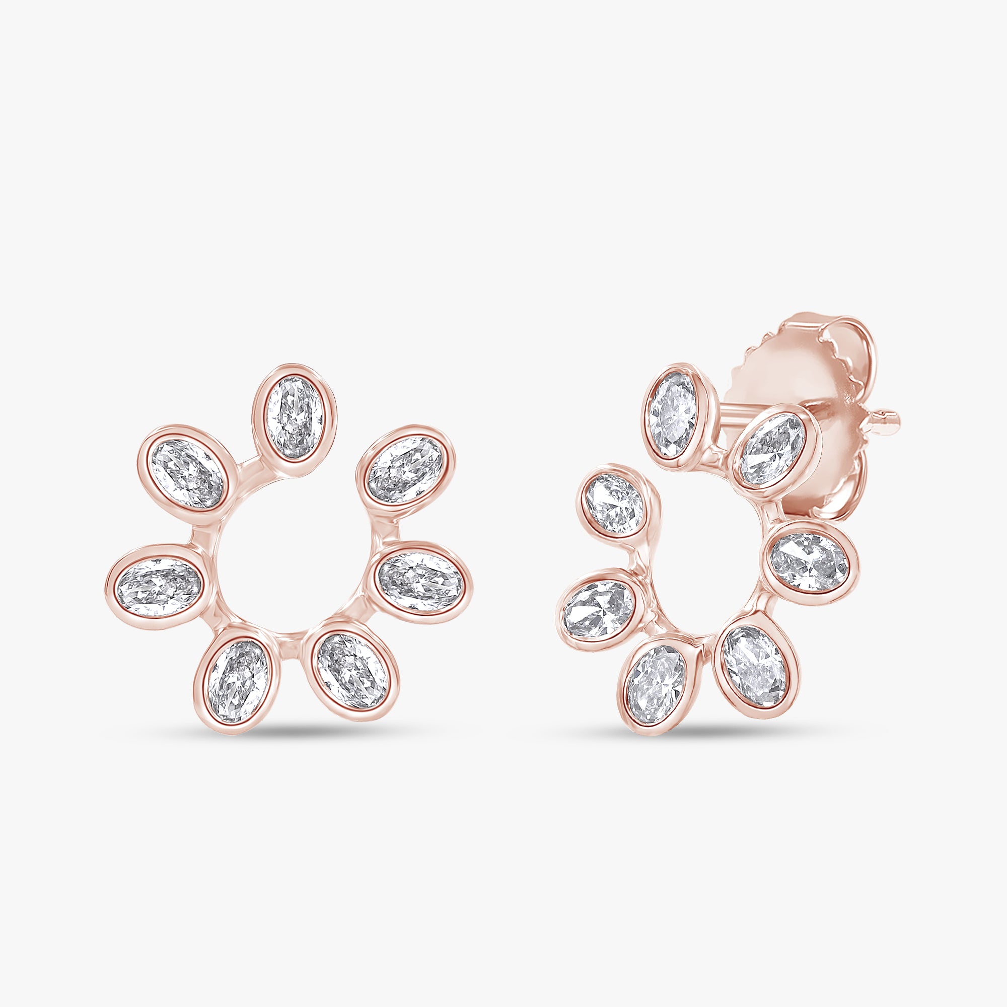 Oval Shape 0.70 Carat Lab grown Diamond Crawler Stud Earrings