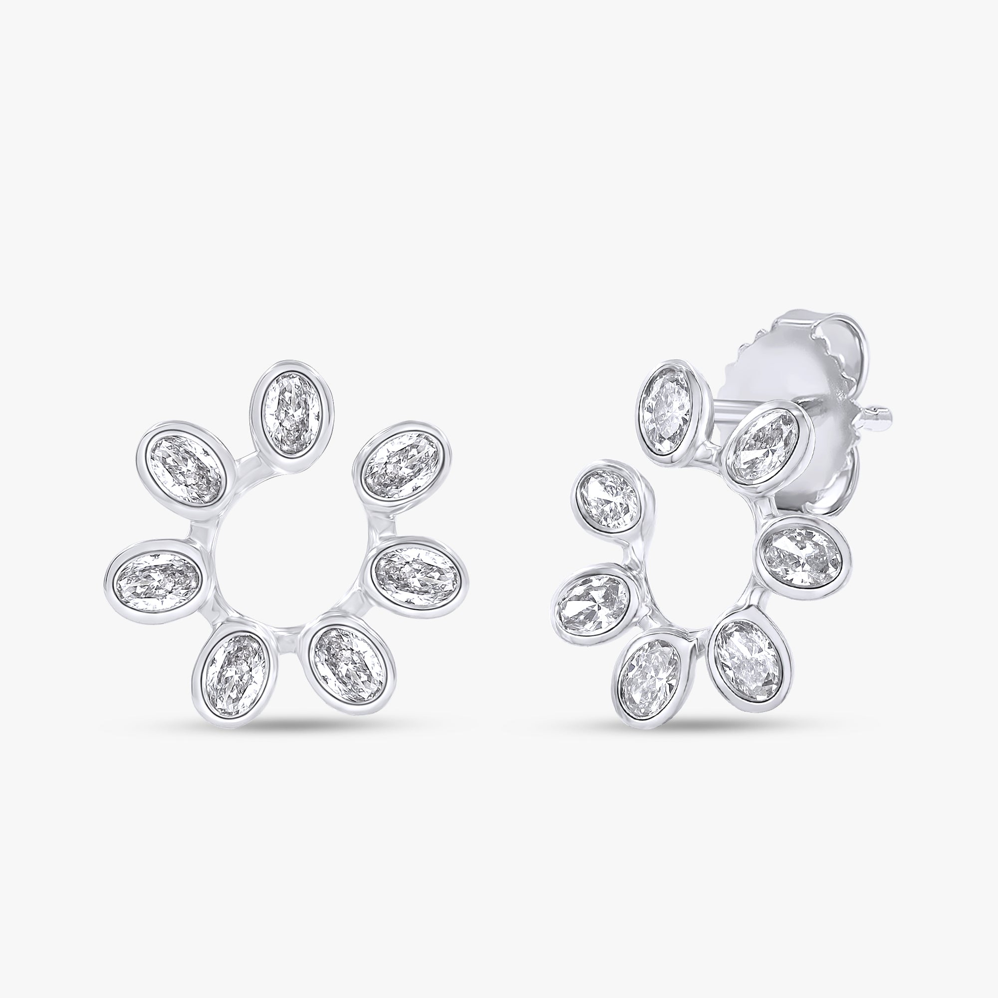 Oval Shape 0.70 Carat Lab grown Diamond Crawler Stud Earrings