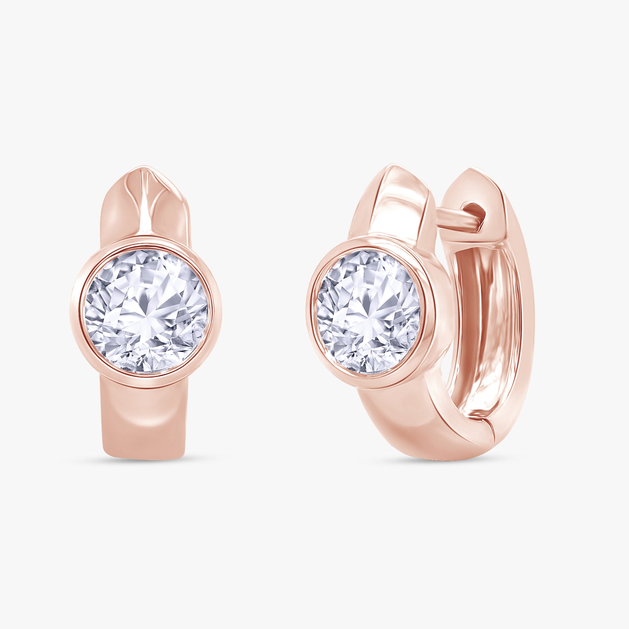 1.00 Carat Round Cut Lab Grown Diamond Solitaire Huggie Hoop Earrings