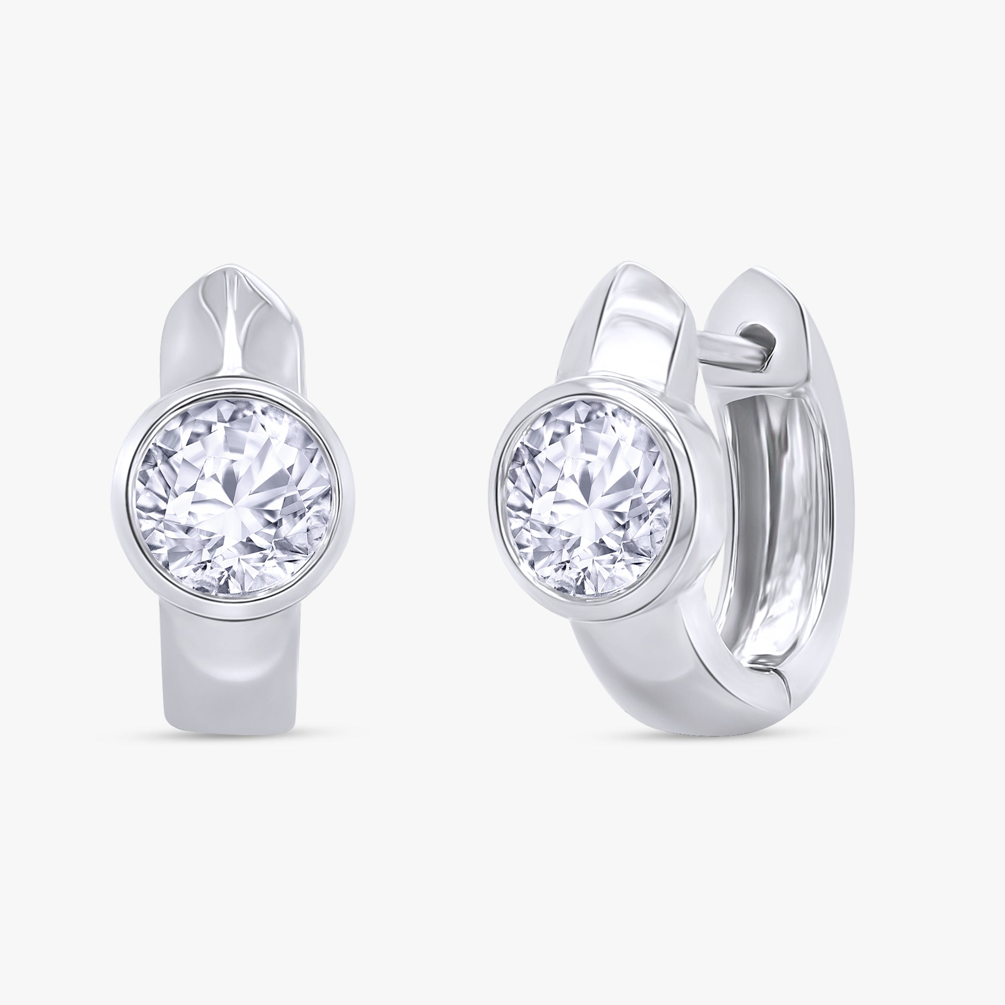 1.00 Carat Round Cut Lab Grown Diamond Solitaire Huggie Hoop Earrings