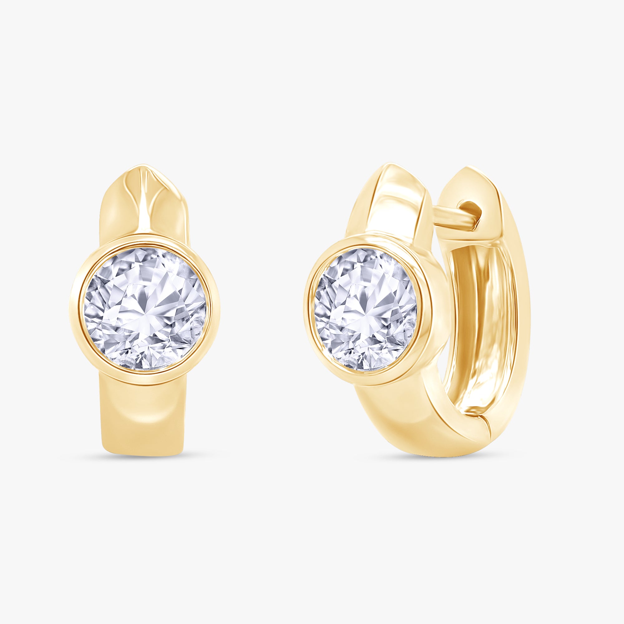 1.00 Carat Round Cut Lab Grown Diamond Solitaire Huggie Hoop Earrings