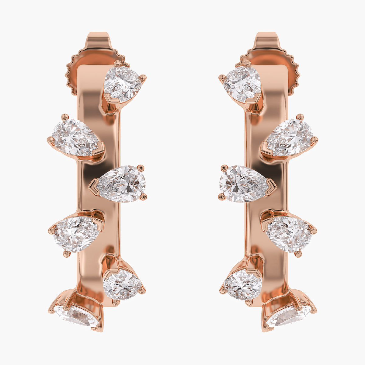 0.60 Carat Pear Shape Lab Grown Diamond half Hoop Earrings