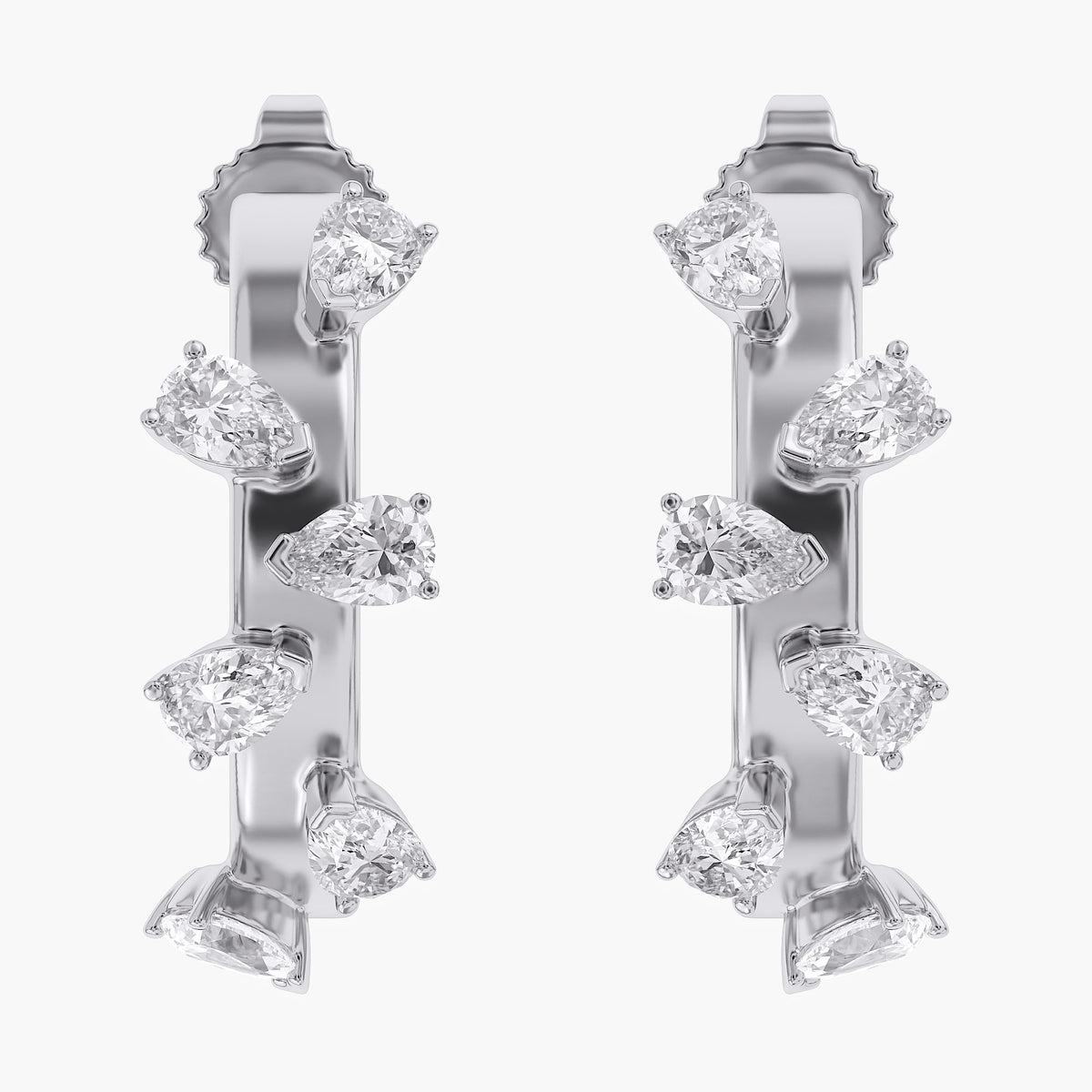 0.60 Carat Pear Shape Lab Grown Diamond half Hoop Earrings