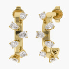 0.60 Carat Pear Shape Lab Grown Diamond half Hoop Earrings