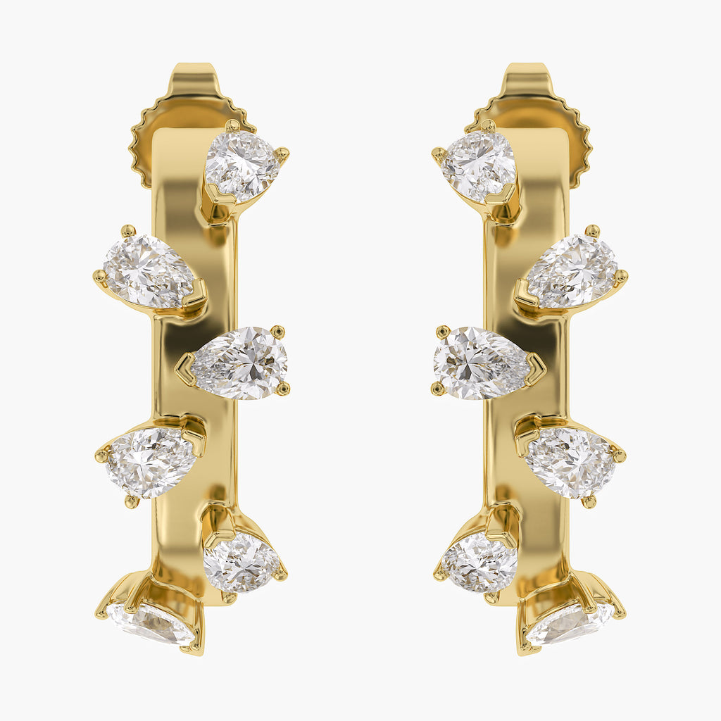 0.60 Carat Pear Shape Lab Grown Diamond half Hoop Earrings