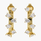 0.60 Carat Pear Shape Lab Grown Diamond half Hoop Earrings