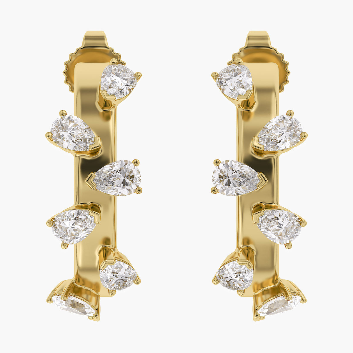0.60 Carat Pear Shape Lab Grown Diamond half Hoop Earrings