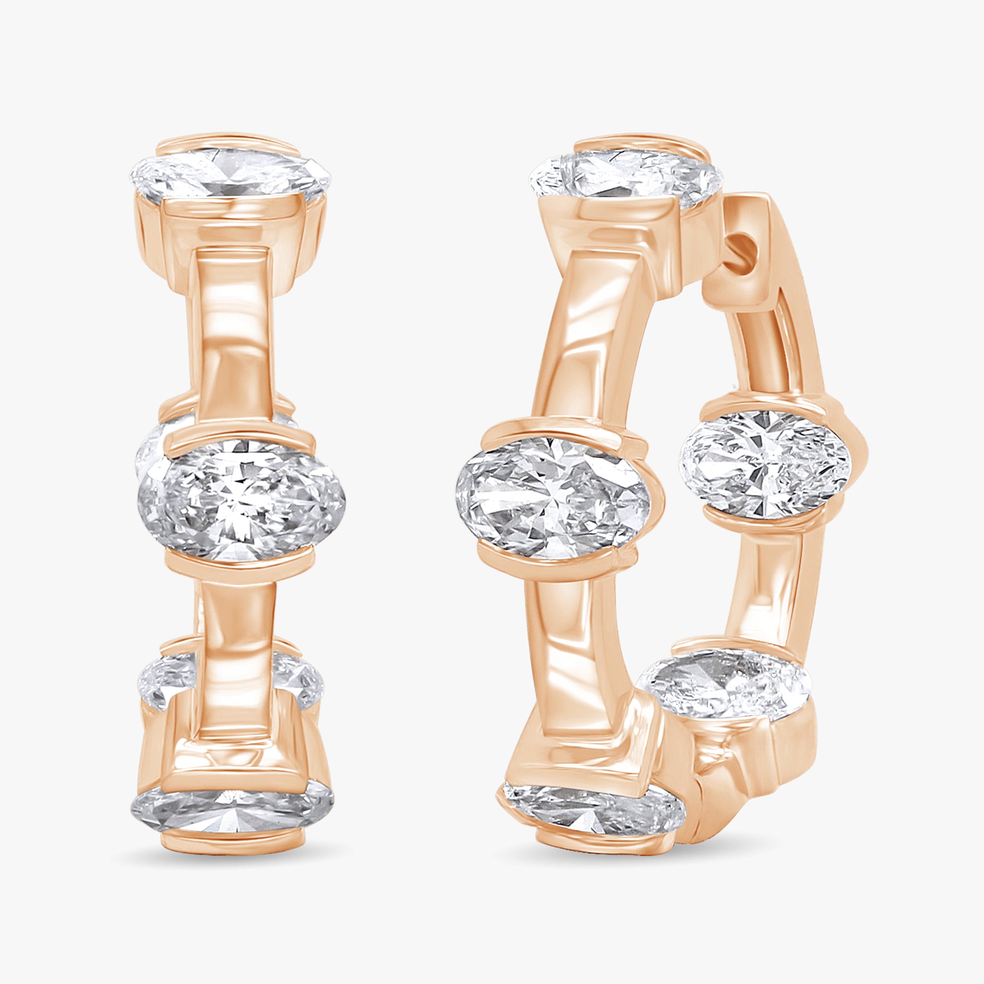 Oval Shape 1.85 Carat Lab Grown Diamond Hoop Earrings