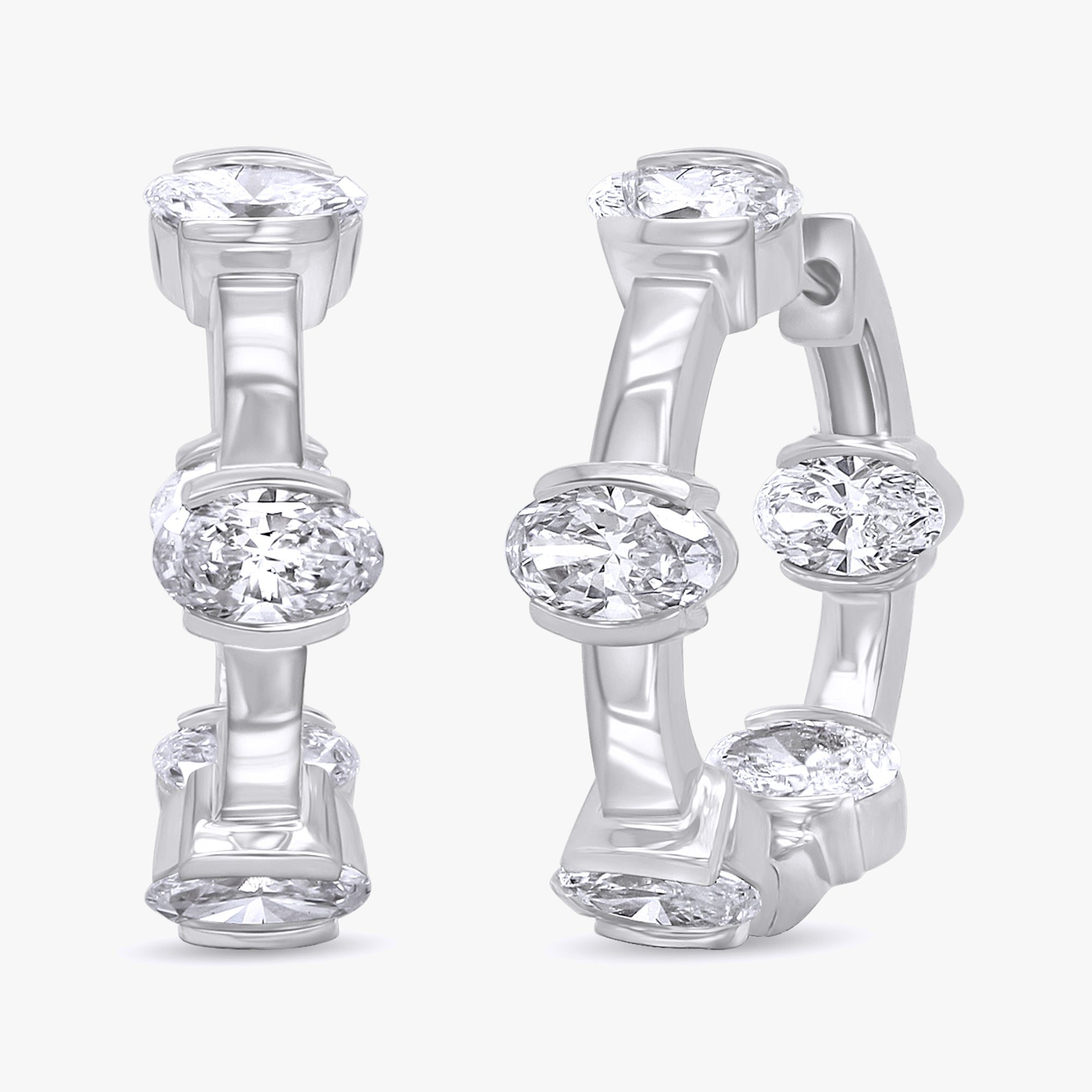 Oval Shape 1.85 Carat Lab Grown Diamond Hoop Earrings