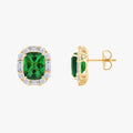 5.00 Carat Lab Grown Gemstone and Lab Diamond Halo Stud Earrings