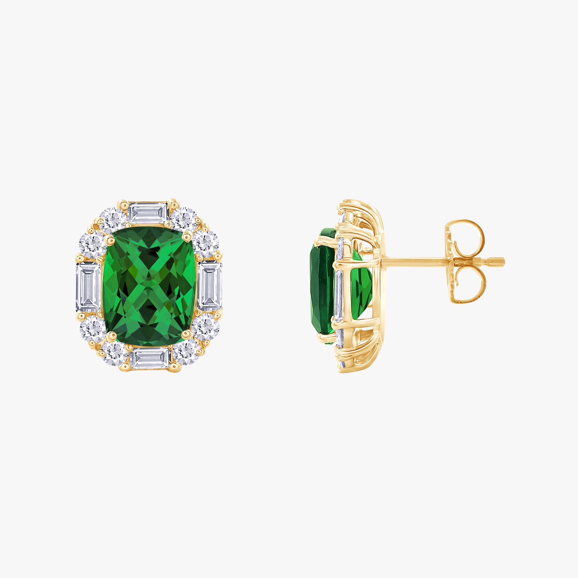 5.00 Carat Lab Grown Gemstone and Lab Diamond Halo Stud Earrings