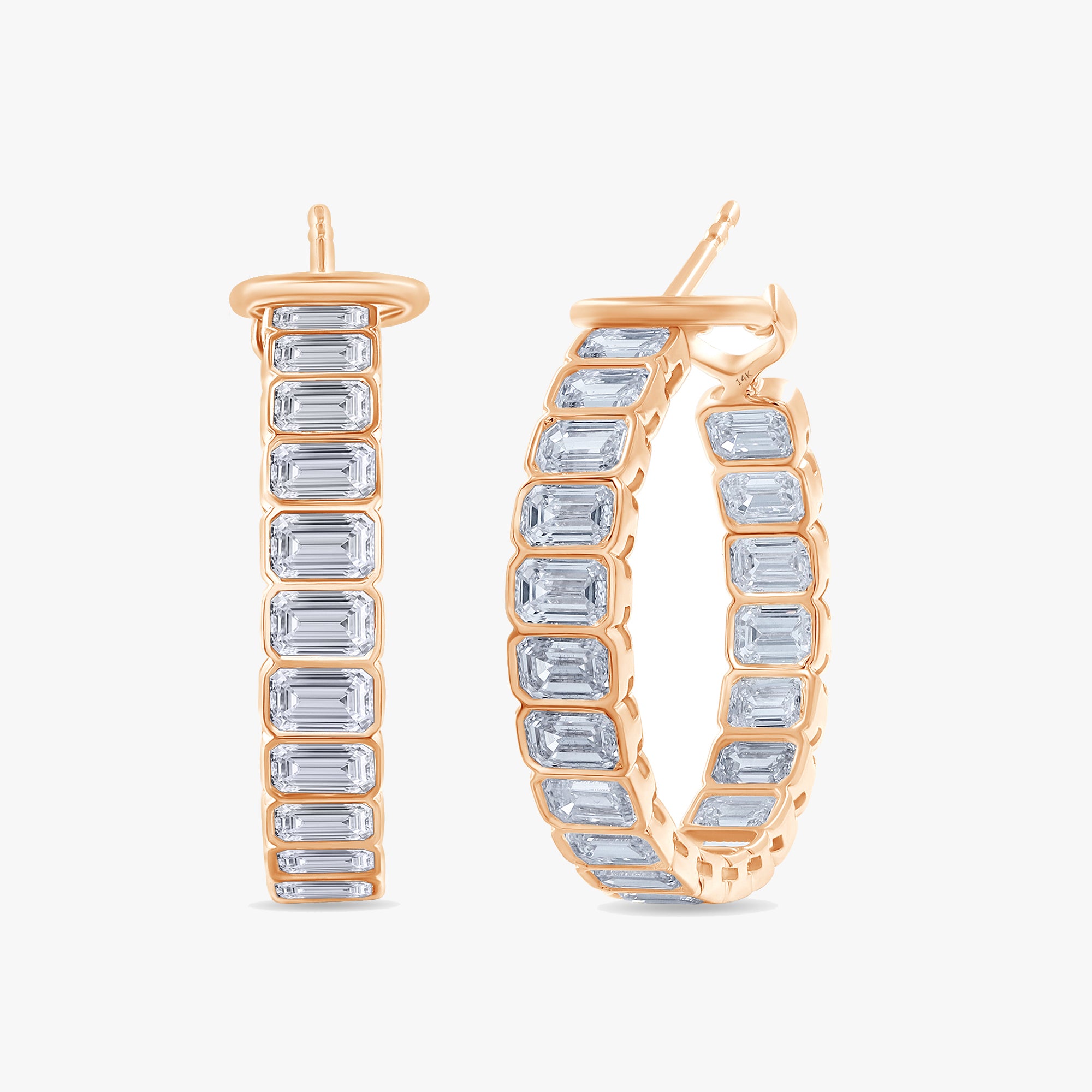 Emerald Shape 4.40 Carat Lab Grown Diamond Hoop Earrings
