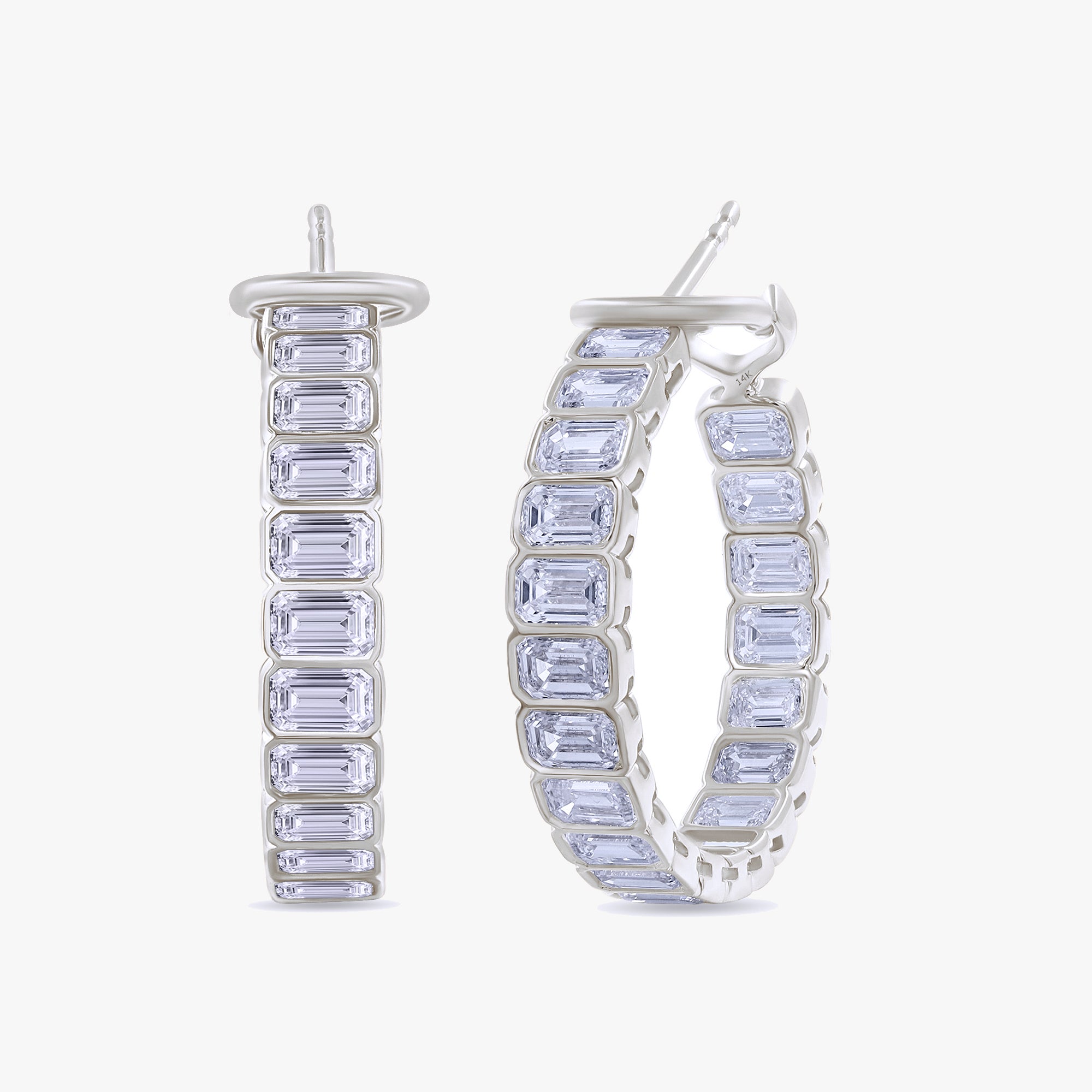 Emerald Shape 4.40 Carat Lab Grown Diamond Hoop Earrings