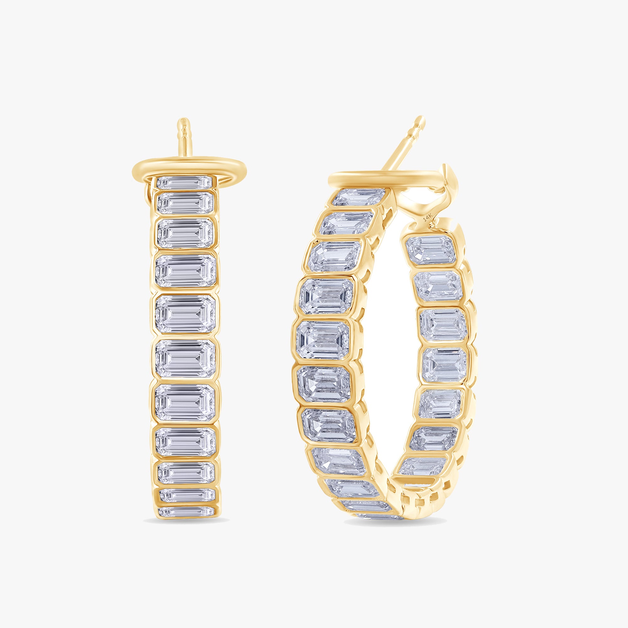 Emerald Shape 4.40 Carat Lab Grown Diamond Hoop Earrings