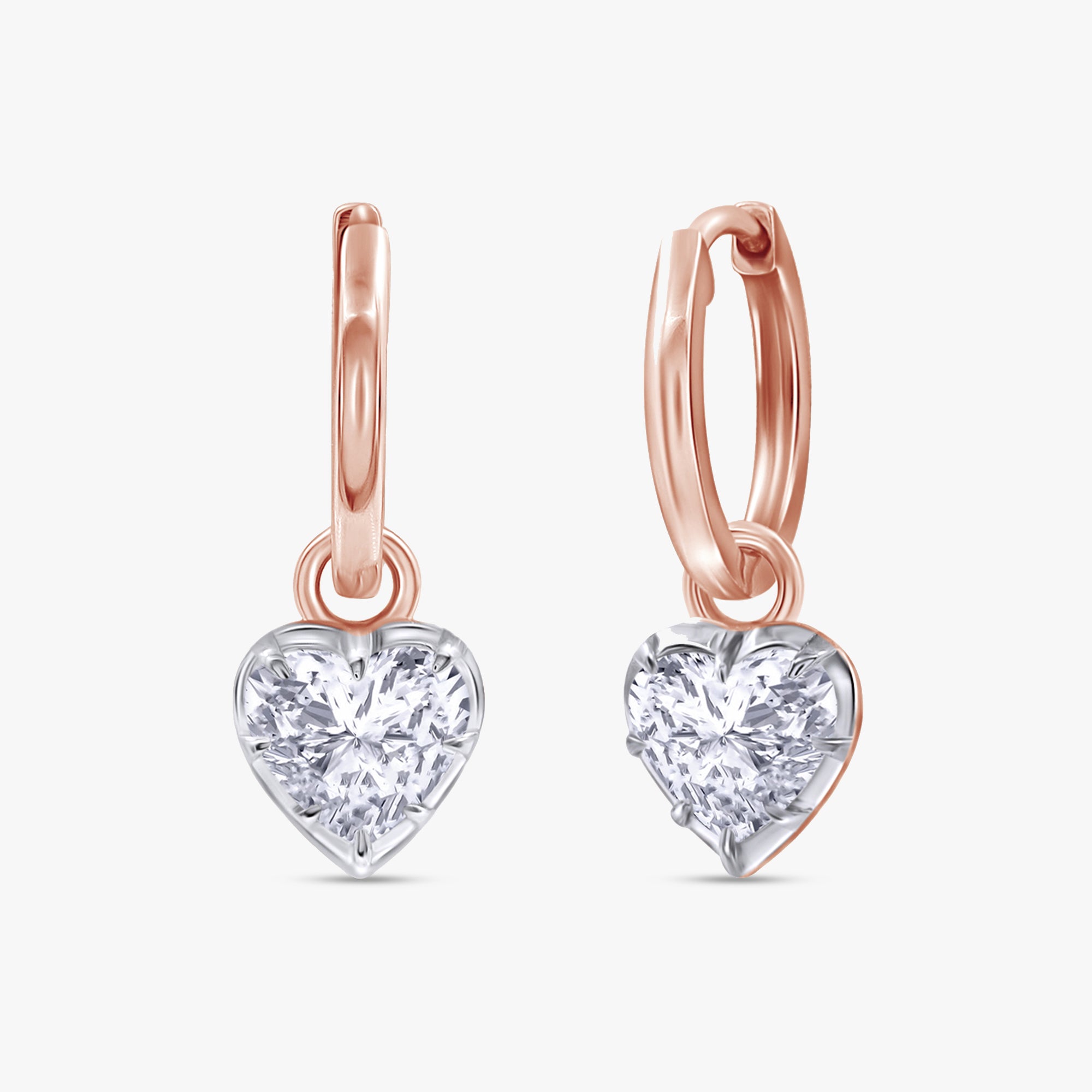 2.00 Carat Heart Shape Lab Grown Diamond Drop Hoop Earrings