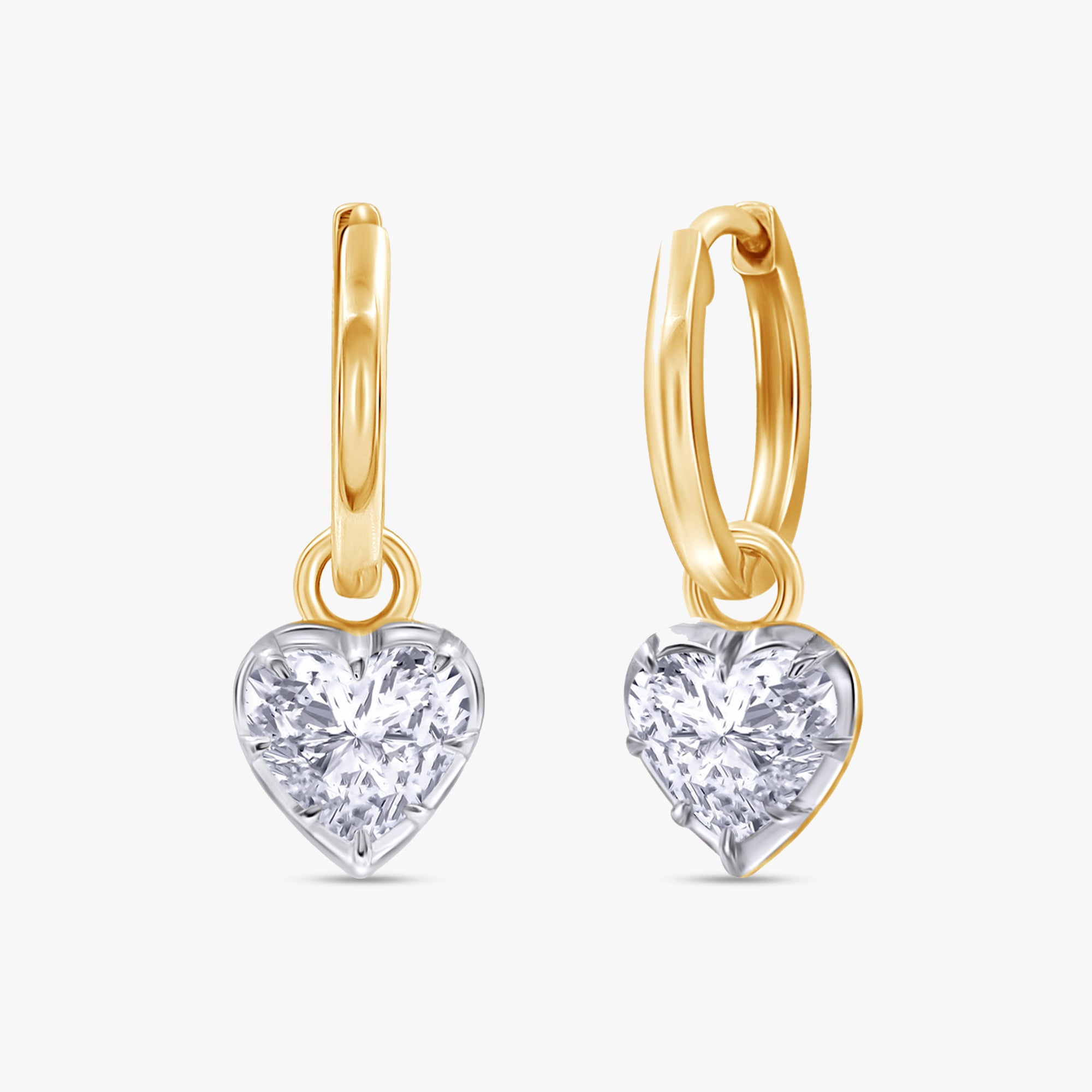 2.00 Carat Heart Shape Lab Grown Diamond Drop Hoop Earrings