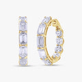 Emerald and Round Shape 6.15 Carat Lab Grown Diamond Hoop Earrings