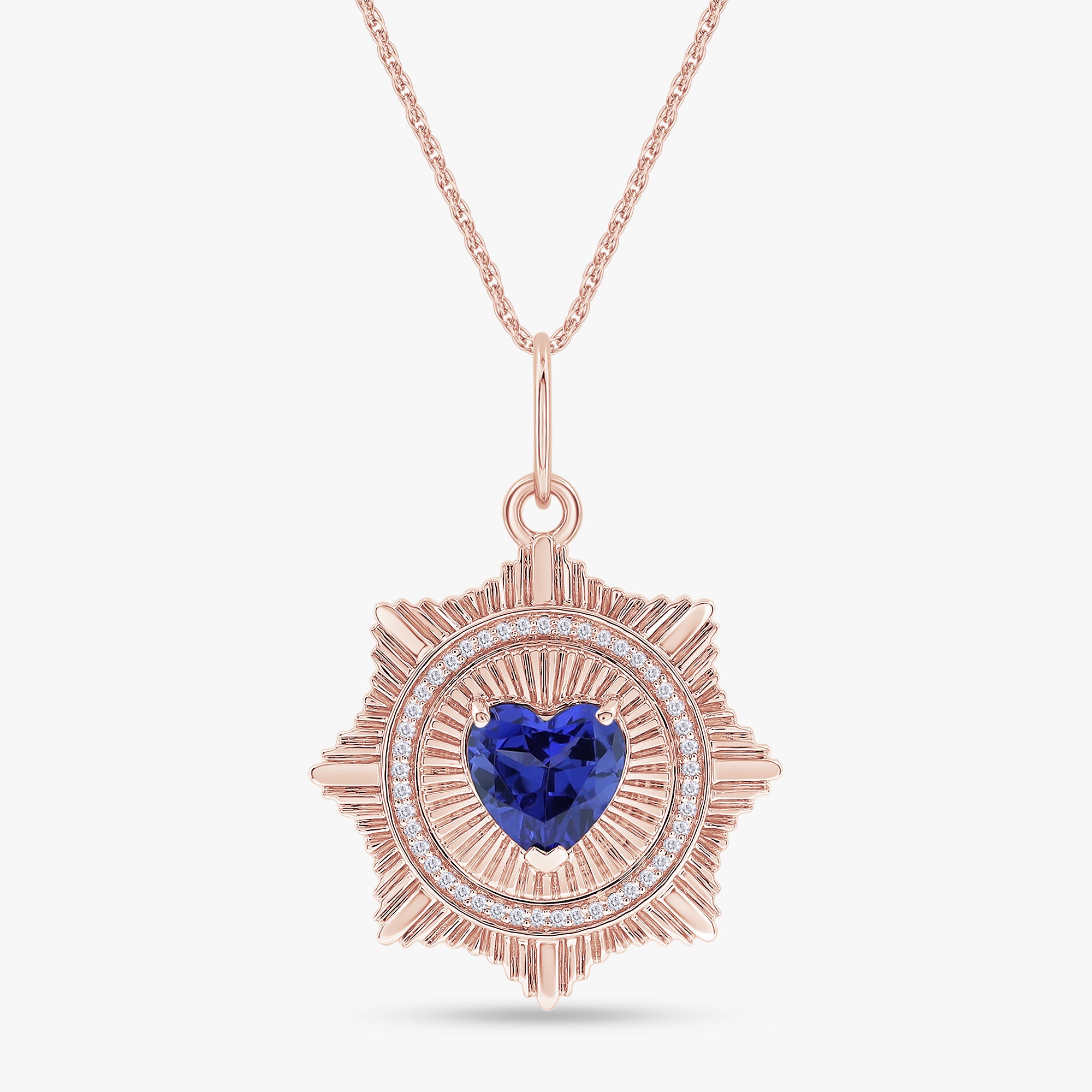 2.20 Carat Lab Grown Gemstone and Diamond Pendant Necklace Jewelry