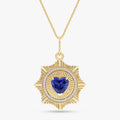 2.20 Carat Lab Grown Gemstone and Diamond Pendant Necklace Jewelry