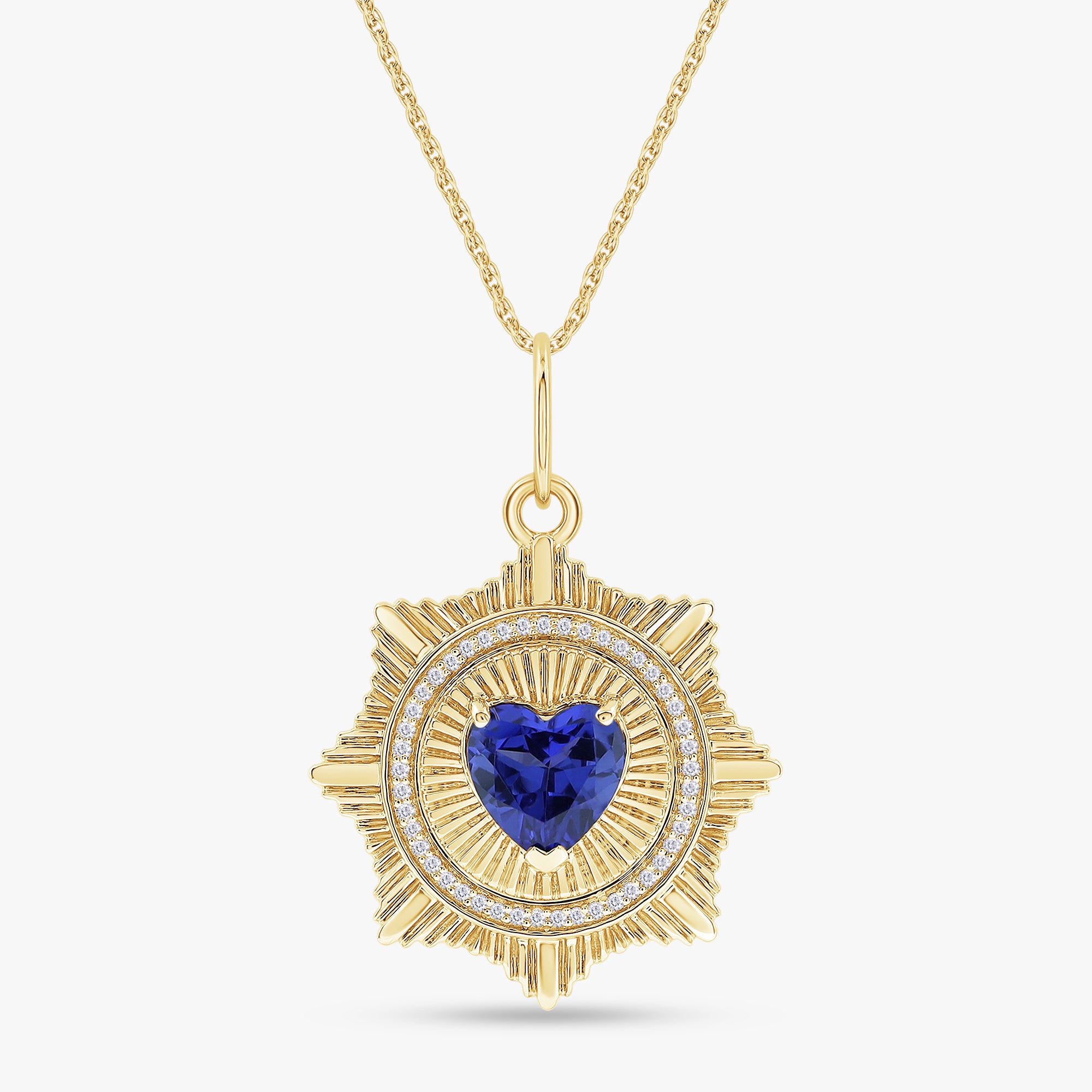 2.20 Carat Lab Grown Gemstone and Diamond Pendant Necklace Jewelry