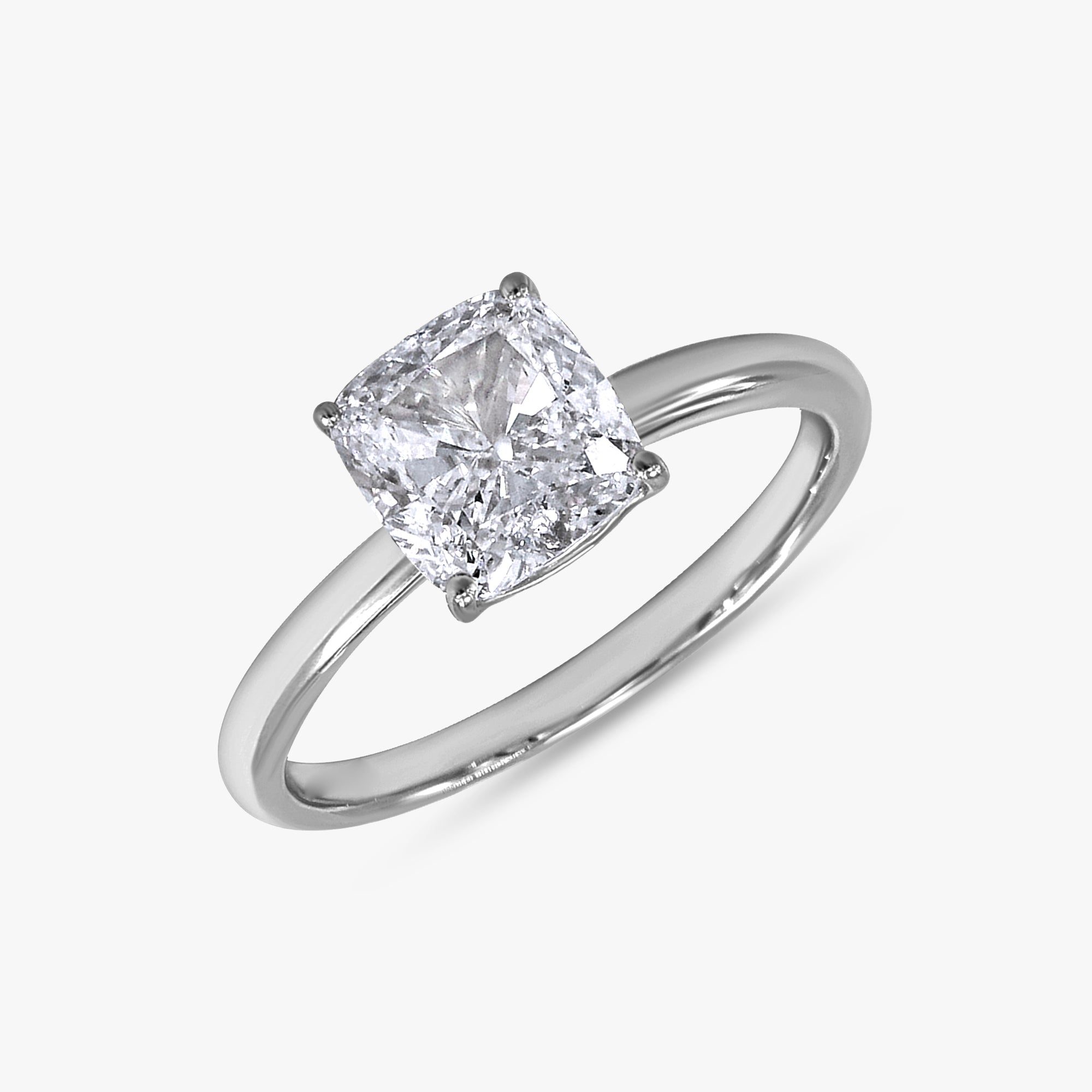 2.00 Carat Cushion Cut Lab Grown Diamond Solitaire Ring