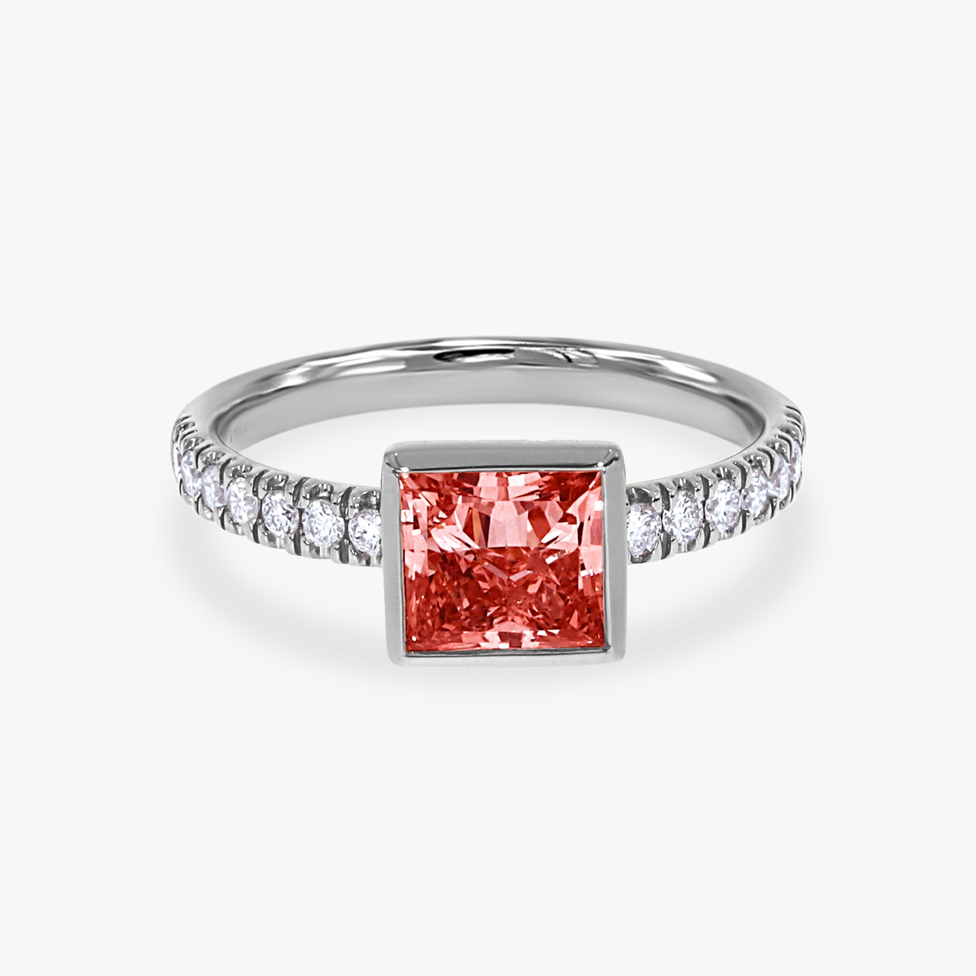 Princess and Round Shape 1.70 Carat Lab Grown Diamond Halo Engagement Rings
