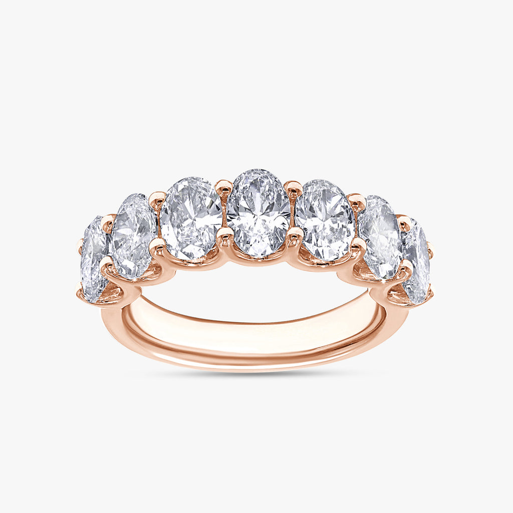 3.15 Carat Oval Cut Lab Grown Diamond 7-Stone Engagement Ring