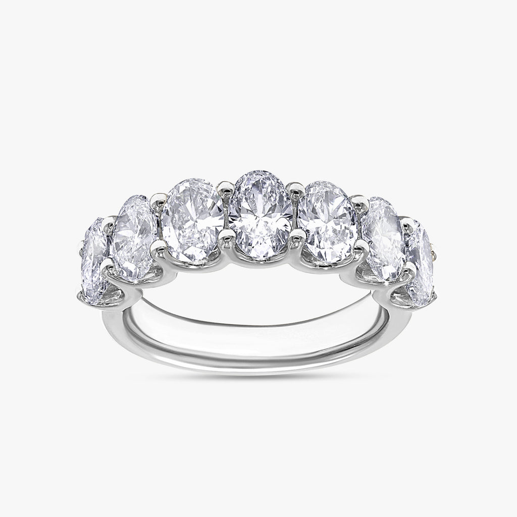 3.15 Carat Oval Cut Lab Grown Diamond 7-Stone Engagement Ring