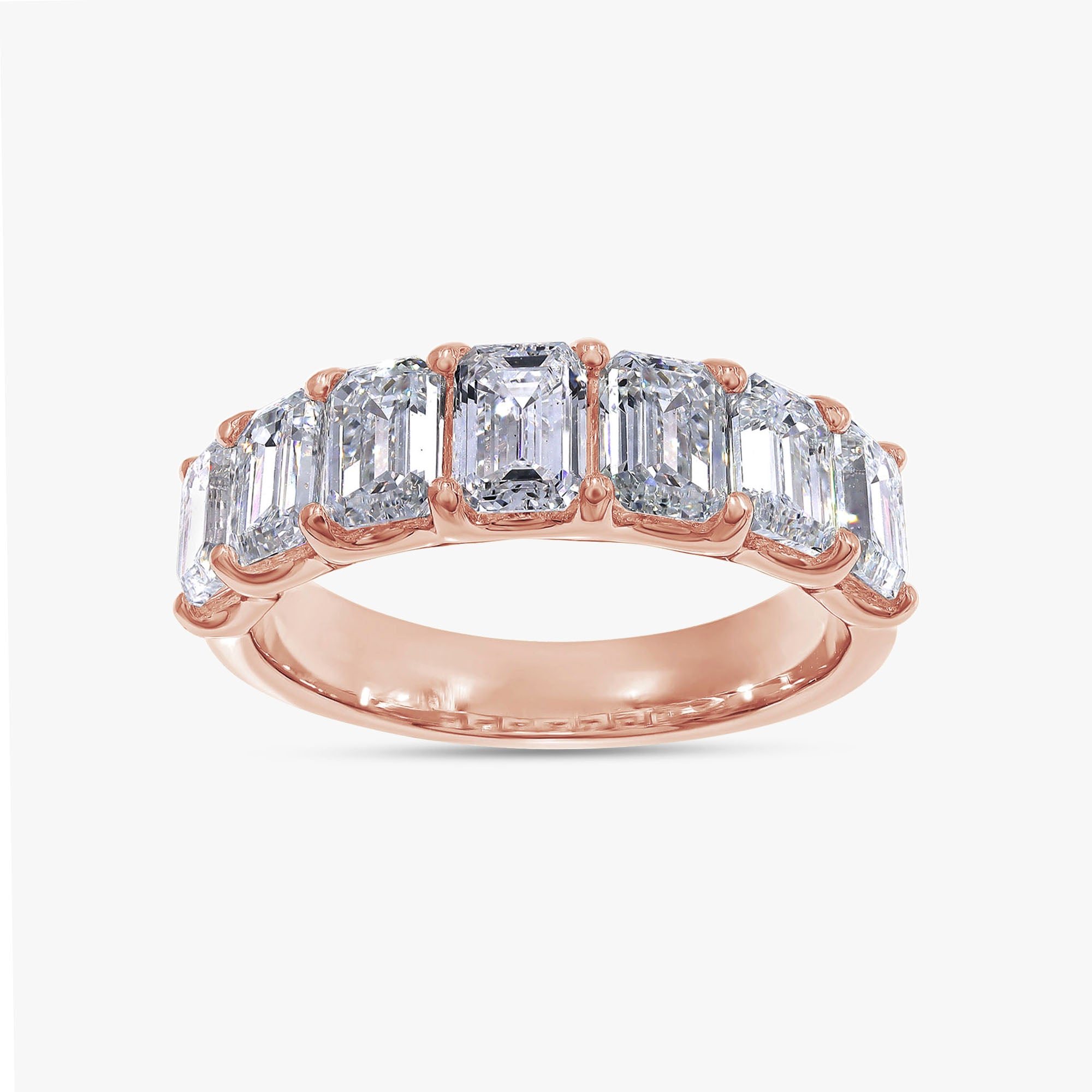 2.90 Carat Emerald Cut Lab Grown Diamond 7-Stone Engagement Ring