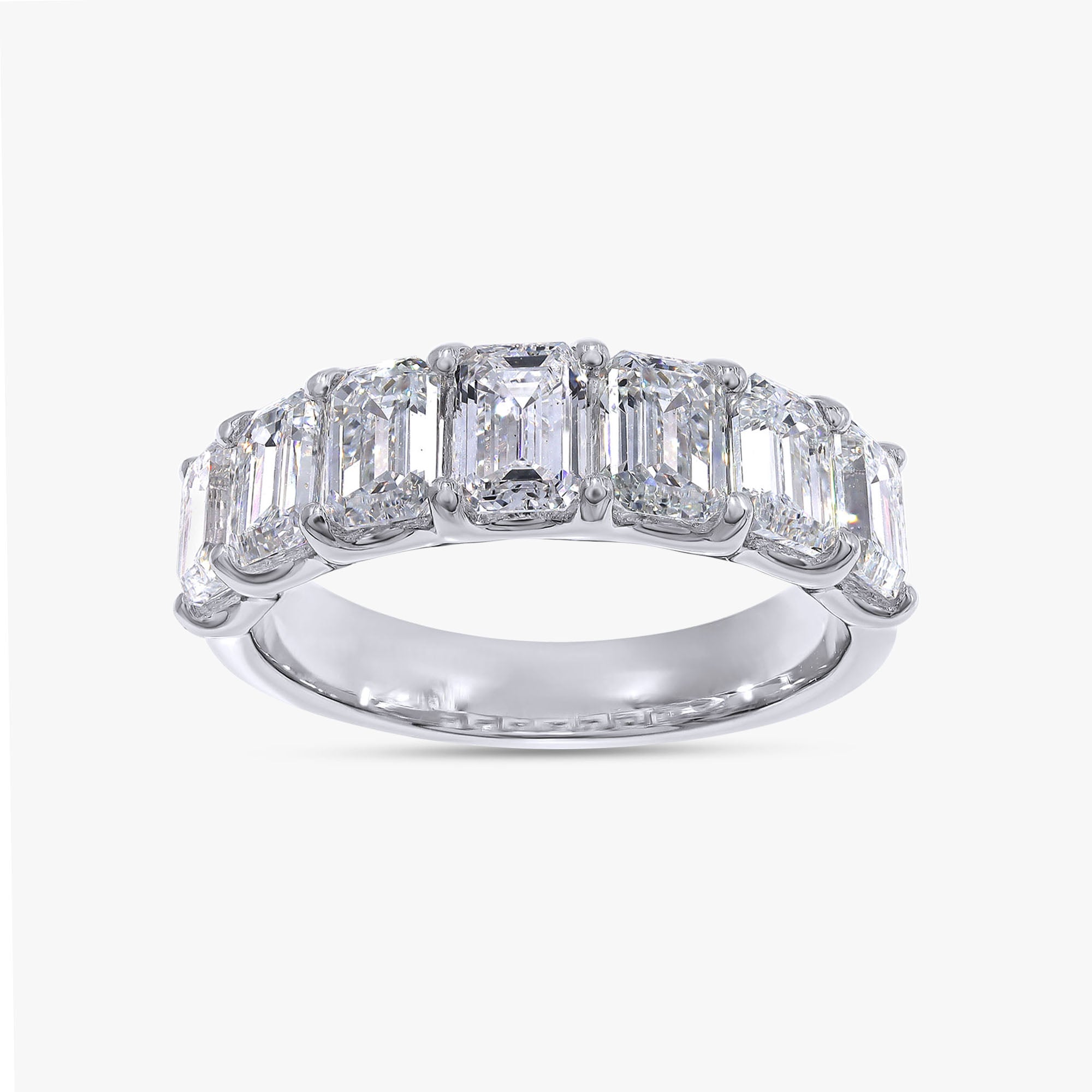 2.90 Carat Emerald Cut Lab Grown Diamond 7-Stone Engagement Ring
