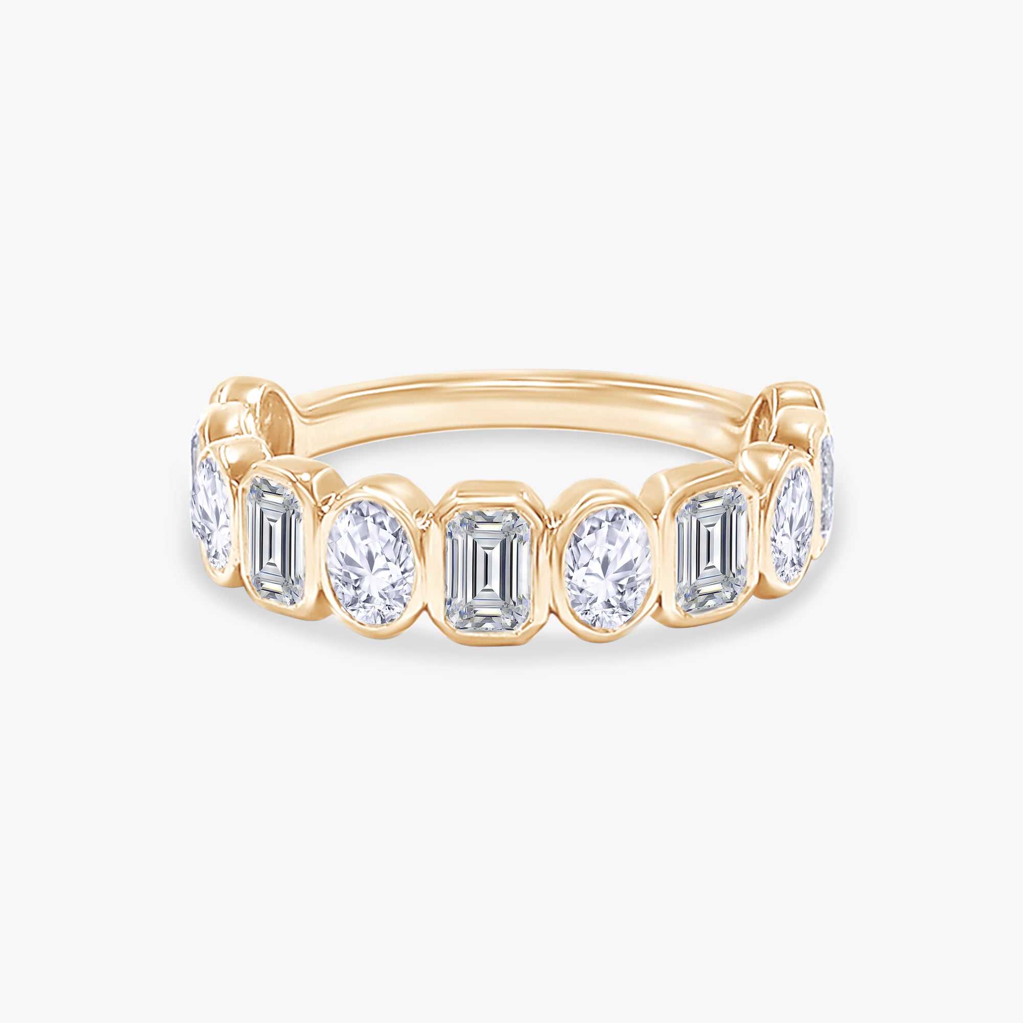 2.00 CTW Emerald and Oval Cut Lab Grown Diamond Half Eternity Ring