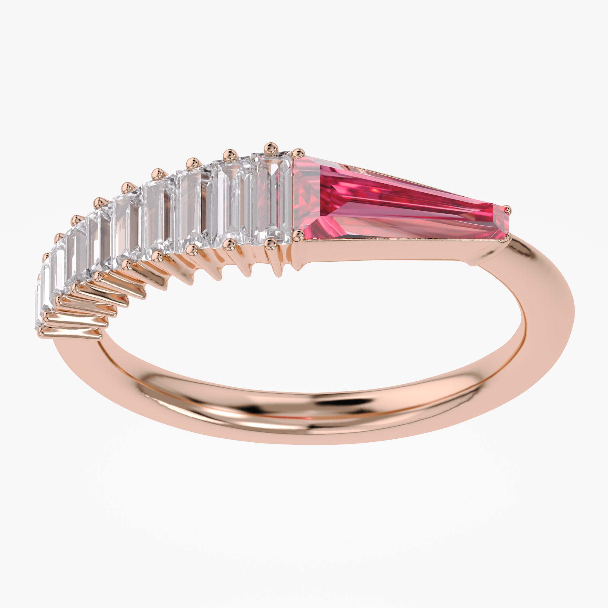 Baguette and Tapered Baguette Shape 1.00 Carat Lab grown Diamond Engagement Ring