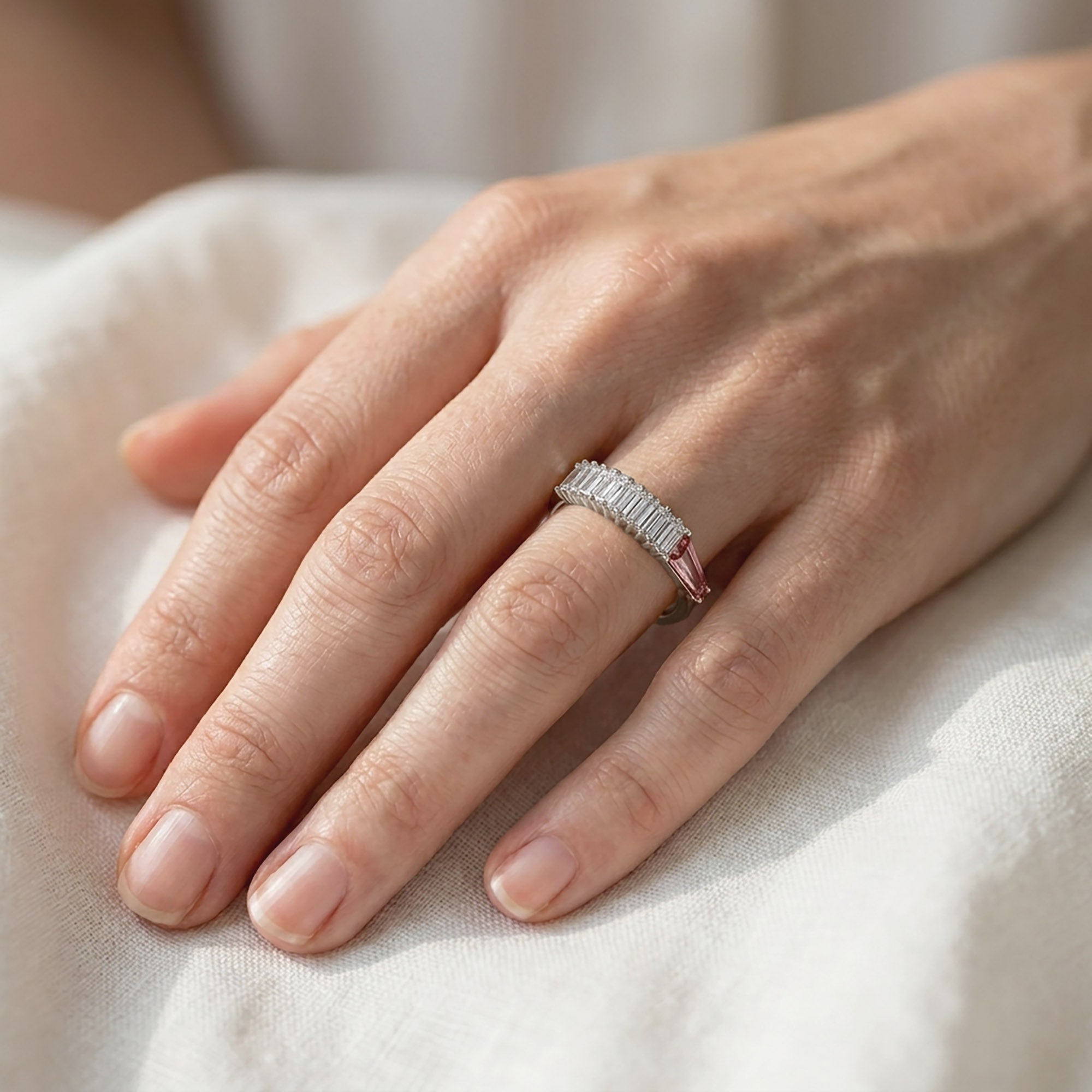 Baguette and Tapered Baguette Shape 1.00 Carat Lab grown Diamond Engagement Ring