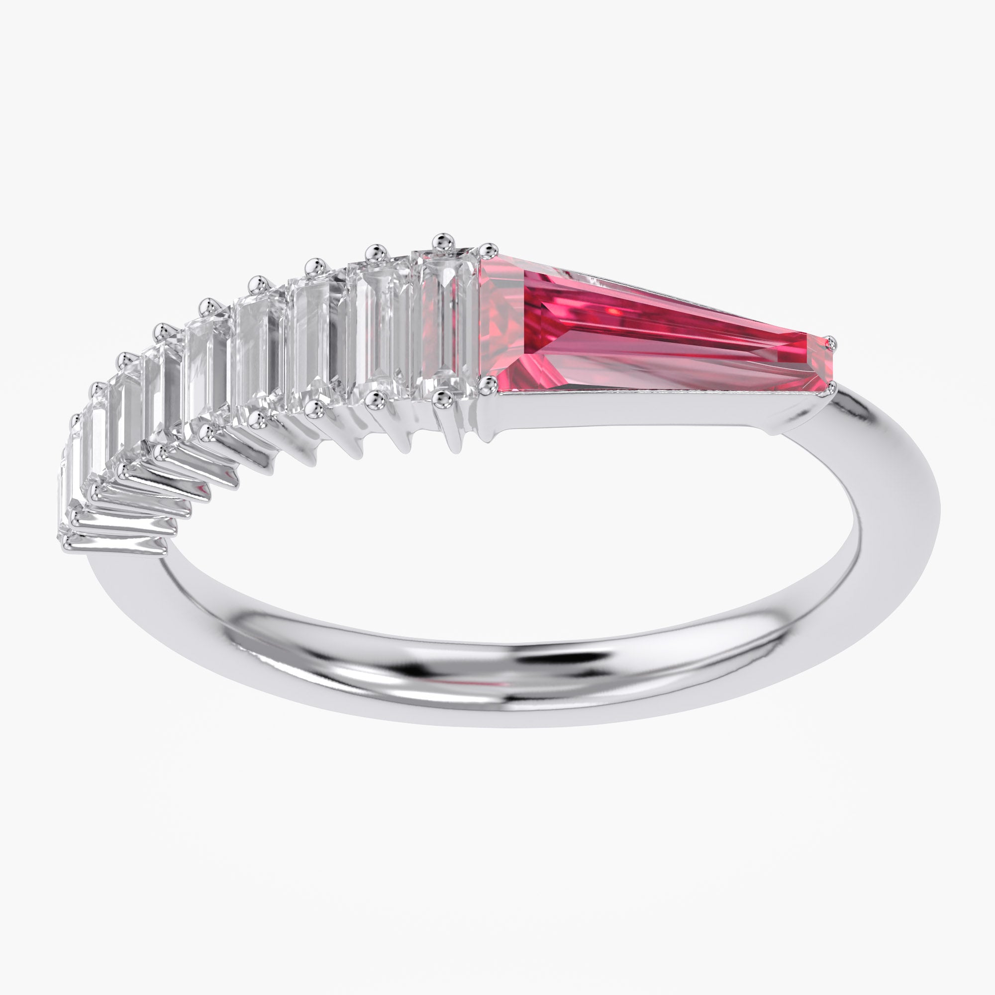 Baguette and Tapered Baguette Shape 1.00 Carat Lab grown Diamond Engagement Ring