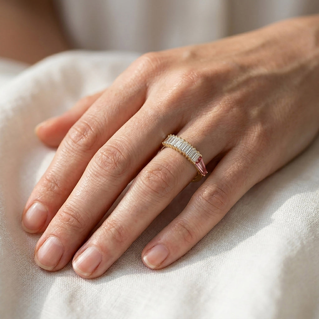 Baguette and Tapered Baguette Shape 1.00 Carat Lab grown Diamond Engagement Ring