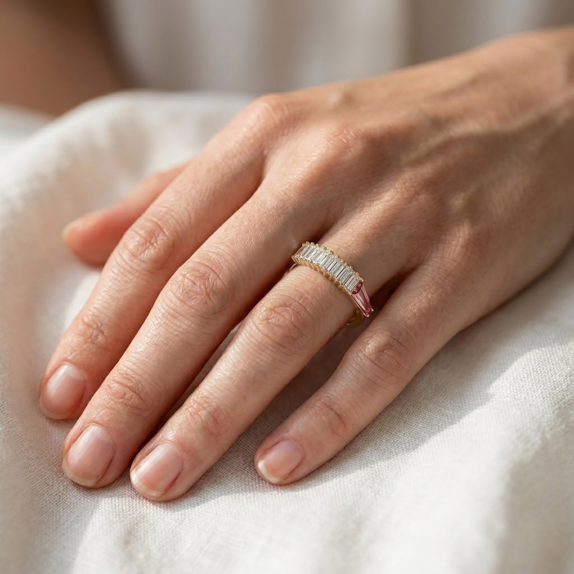 Baguette and Tapered Baguette Shape 1.00 Carat Lab grown Diamond Engagement Ring