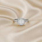 1.20 CTW Baguette Shape Lab grown Diamond Three Stone Bezel Set Ring
