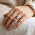 1.20 CTW Baguette Shape Lab grown Diamond Three Stone Bezel Set Ring