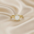 1.20 CTW Baguette Shape Lab grown Diamond Three Stone Bezel Set Ring