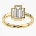 1.20 CTW Baguette Shape Lab grown Diamond Three Stone Bezel Set Ring