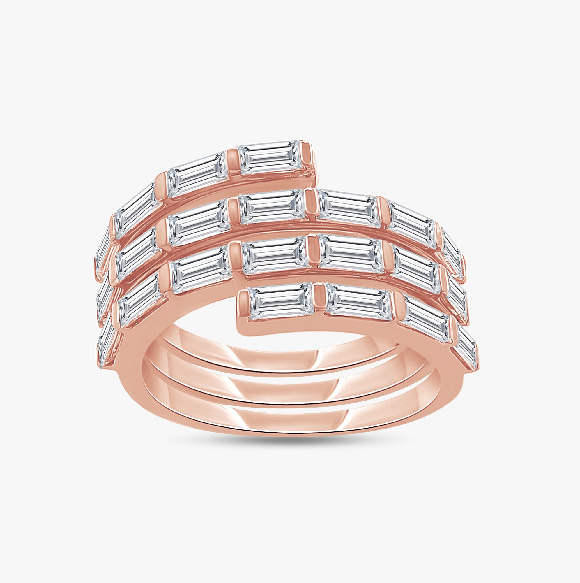 2.35 Carat Baguette Lab Grown Diamond Statement Swirl Ring