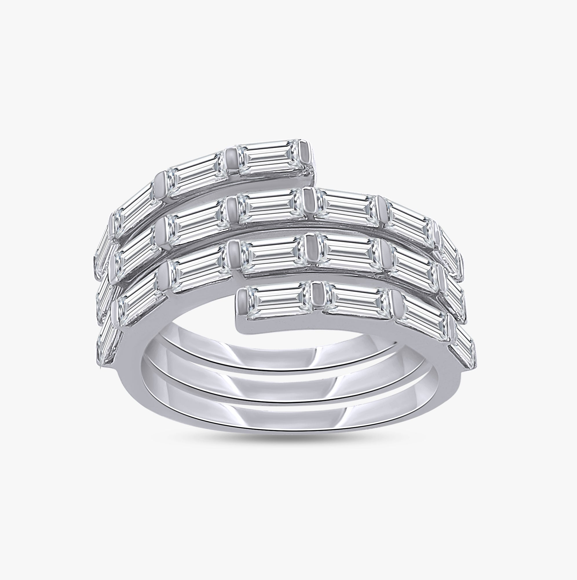 2.35 Carat Baguette Lab Grown Diamond Statement Swirl Ring