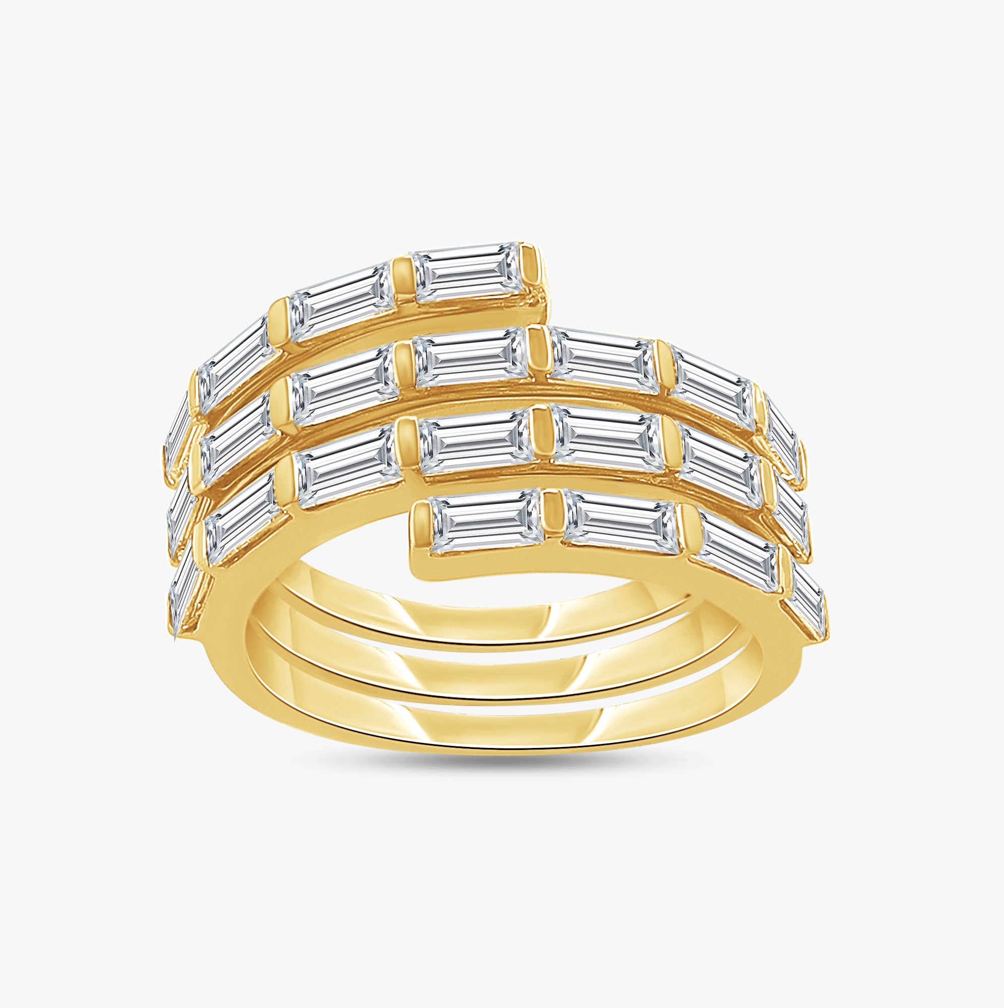 2.35 Carat Baguette Lab Grown Diamond Statement Swirl Ring