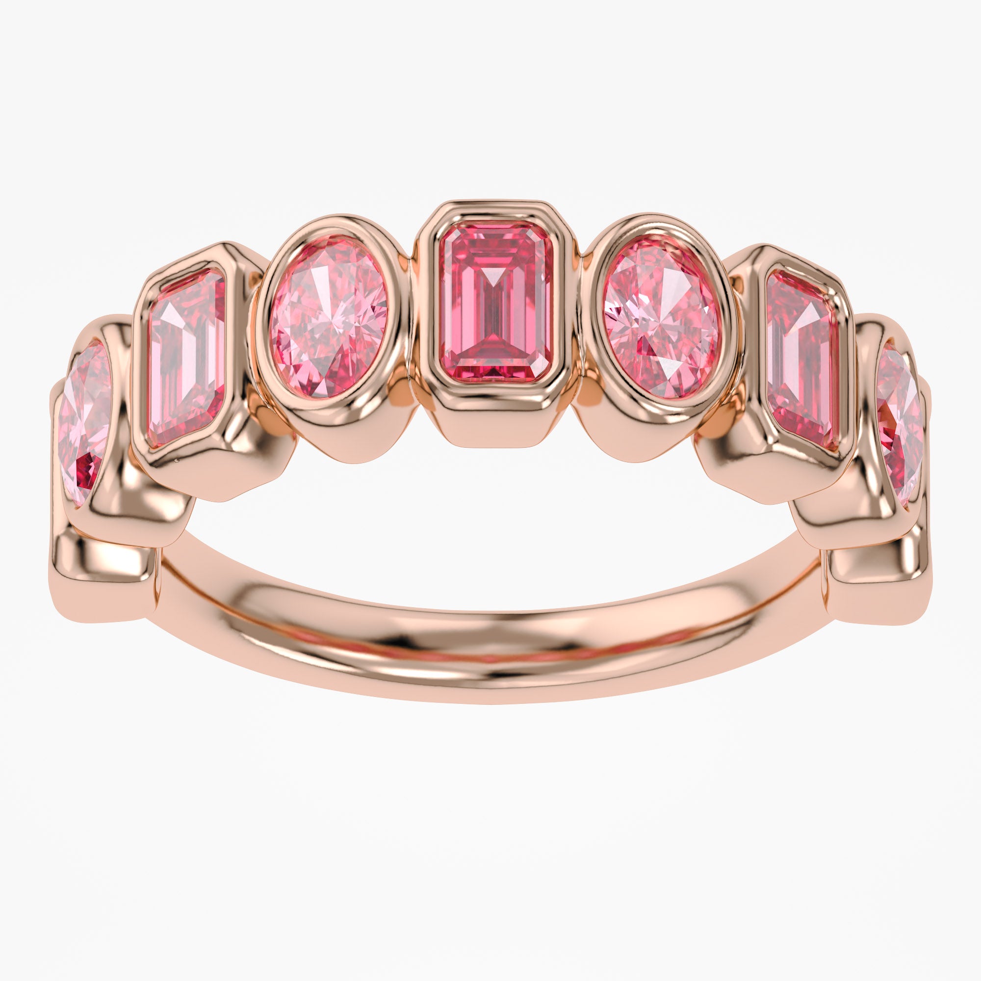 Oval and Round Shape 1.80 Carat Lab Grown Diamond Half Eternity Ring
