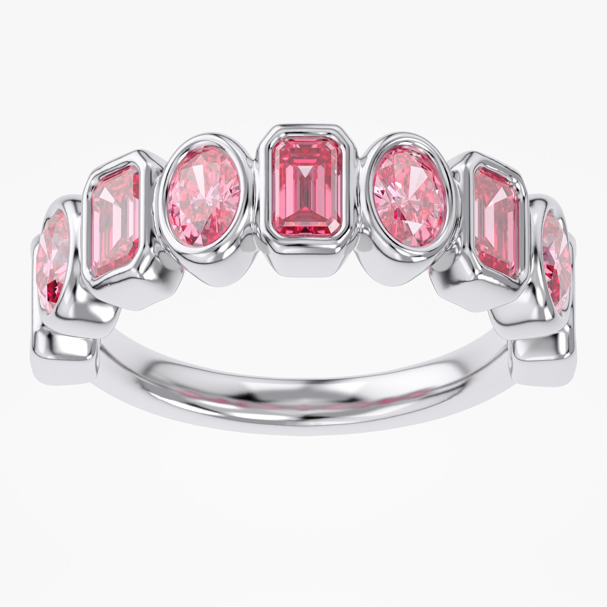 Oval and Round Shape 1.80 Carat Lab Grown Diamond Half Eternity Ring