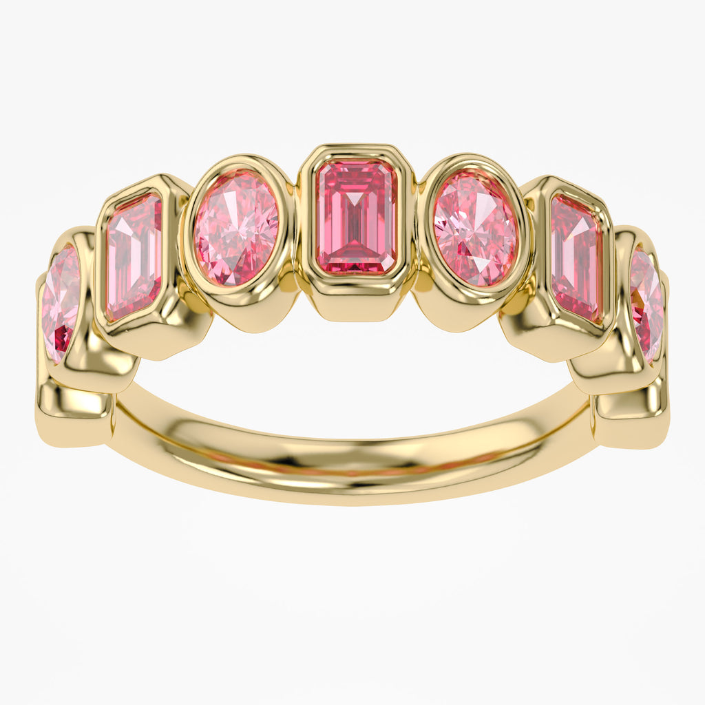 Oval and Round Cut 1.80 Carat Lab Grown Diamond Half Eternity Ring